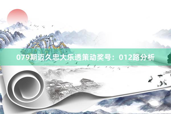 079期迈久忠大乐透策动奖号：012路分析