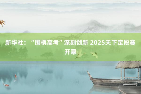 新华社：“围棋高考”深刻创新 2025天下定段赛开幕