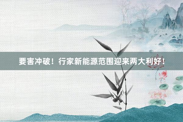 要害冲破！行家新能源范围迎来两大利好！