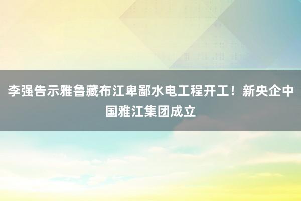 李强告示雅鲁藏布江卑鄙水电工程开工！新央企中国雅江集团成立