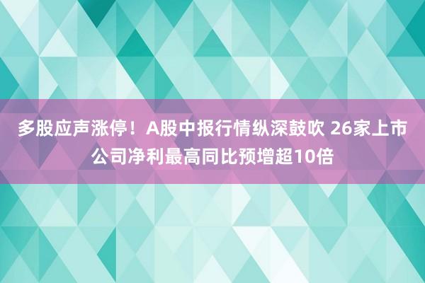 多股应声涨停！A股中报行情纵深鼓吹 26家上市公司净利最高同比预增超10倍