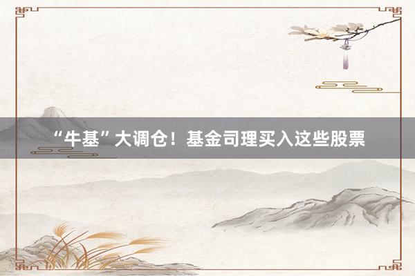 “牛基”大调仓！基金司理买入这些股票