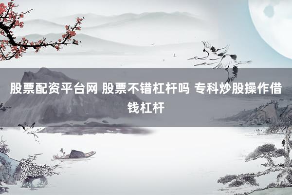股票配资平台网 股票不错杠杆吗 专科炒股操作借钱杠杆