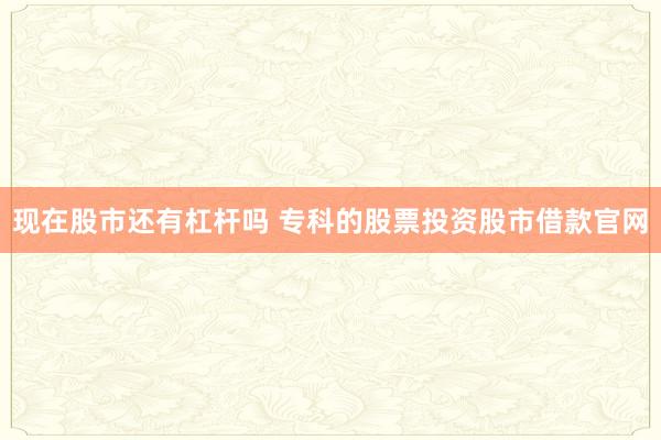 现在股市还有杠杆吗 专科的股票投资股市借款官网