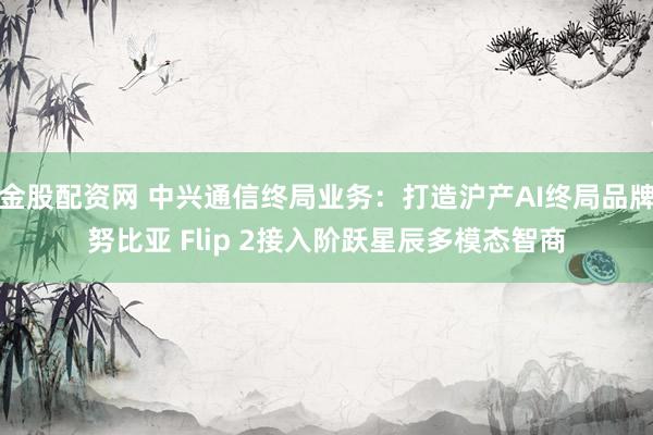 金股配资网 中兴通信终局业务：打造沪产AI终局品牌努比亚 Flip 2接入阶跃星辰多模态智商