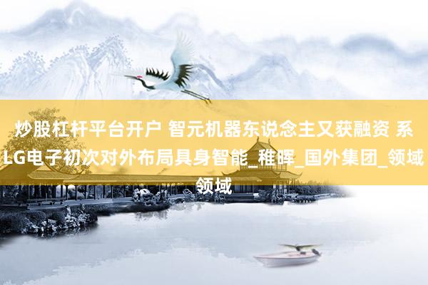 炒股杠杆平台开户 智元机器东说念主又获融资 系LG电子初次对外布局具身智能_稚晖_国外集团_领域