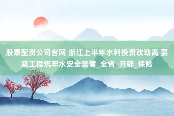 股票配资公司官网 浙江上半年水利投资改动高 要紧工程筑牢水安全樊篱_全省_开辟_保险