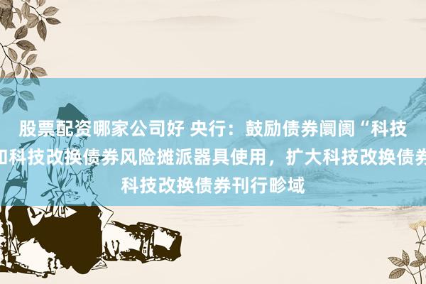 股票配资哪家公司好 央行：鼓励债券阛阓“科技板”配置和科技改换债券风险摊派器具使用，扩大科技改换债券刊行畛域