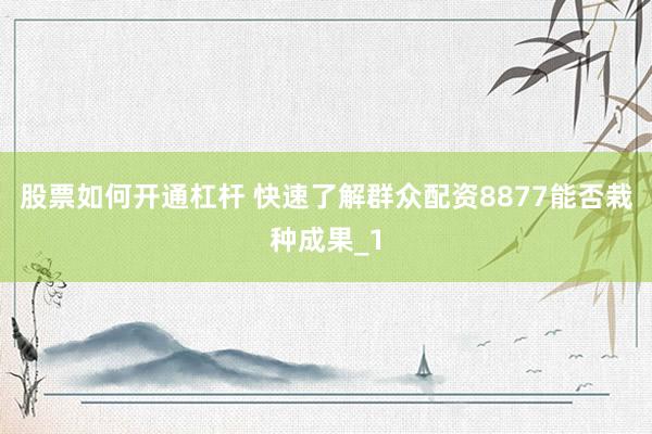 股票如何开通杠杆 快速了解群众配资8877能否栽种成果_1