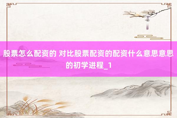 股票怎么配资的 对比股票配资的配资什么意思意思的初学进程_1